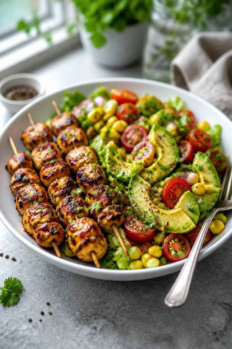 BBQ Chicken Skewer Salad