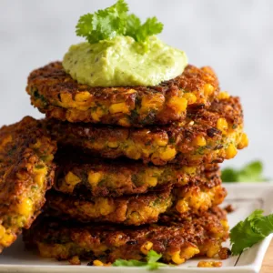 Deliciously crispy corn fritters served with dipping sauce, perfect for any meal.