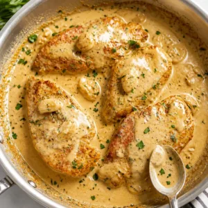 Delicious Creamy Garlic Chicken in a rich sauce, perfect for a weeknight dinner.