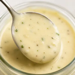 Delicious Creamy Garlic Parmesan Sauce served with pasta and vegetables
