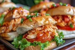 Honey chipotle garlic chicken sliders served on a platter.