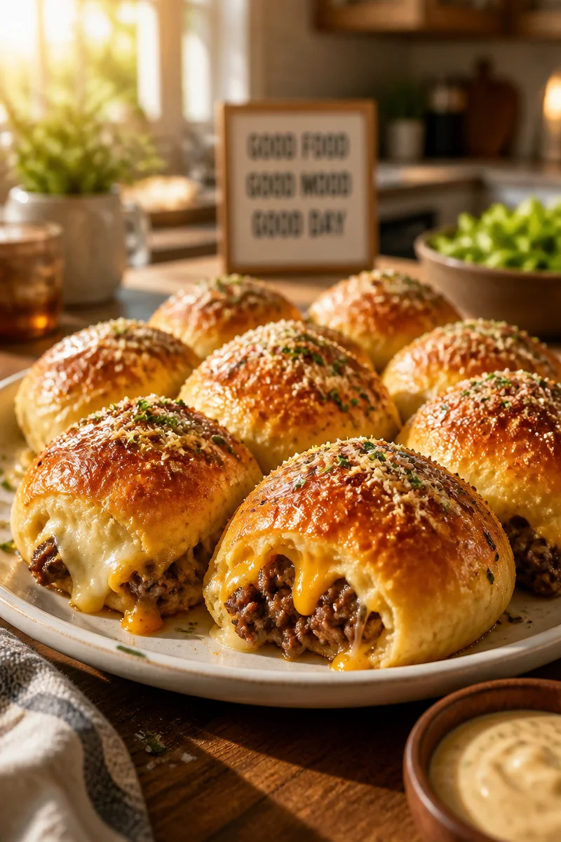 Garlic Parmesan Cheeseburger Bombs Recipe (Easy & Cheesy)