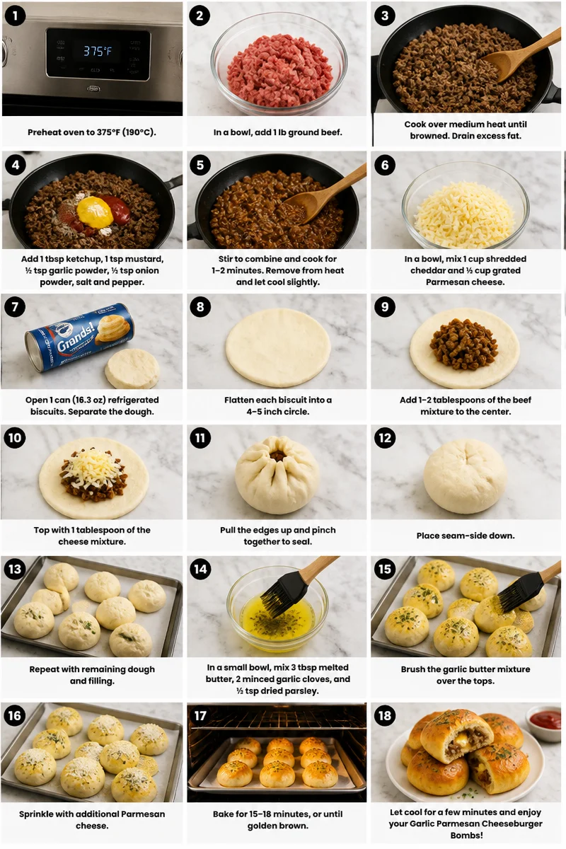 Garlic Parmesan Cheeseburger Bombs Recipe (Easy & Cheesy)
