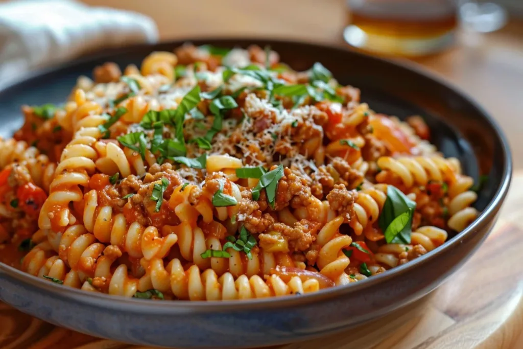 Delicious Gordon Ramsay ground turkey pasta dish served in a bowl