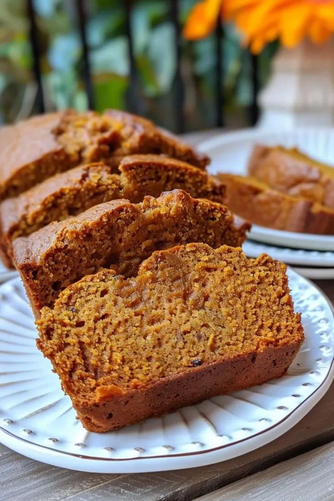 Delicious homemade pumpkin bread fresh from the oven