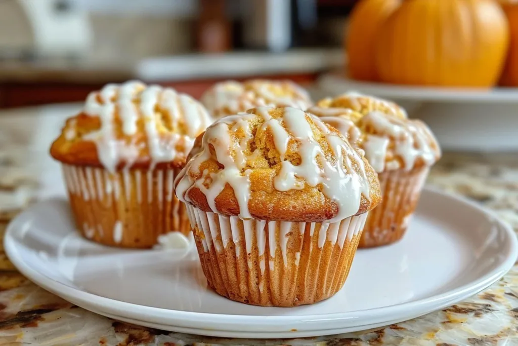 Delicious pumpkin cream cheese muffins fresh out of the oven