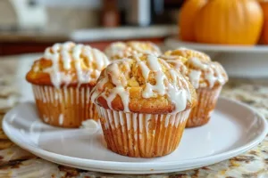 Delicious pumpkin cream cheese muffins fresh out of the oven