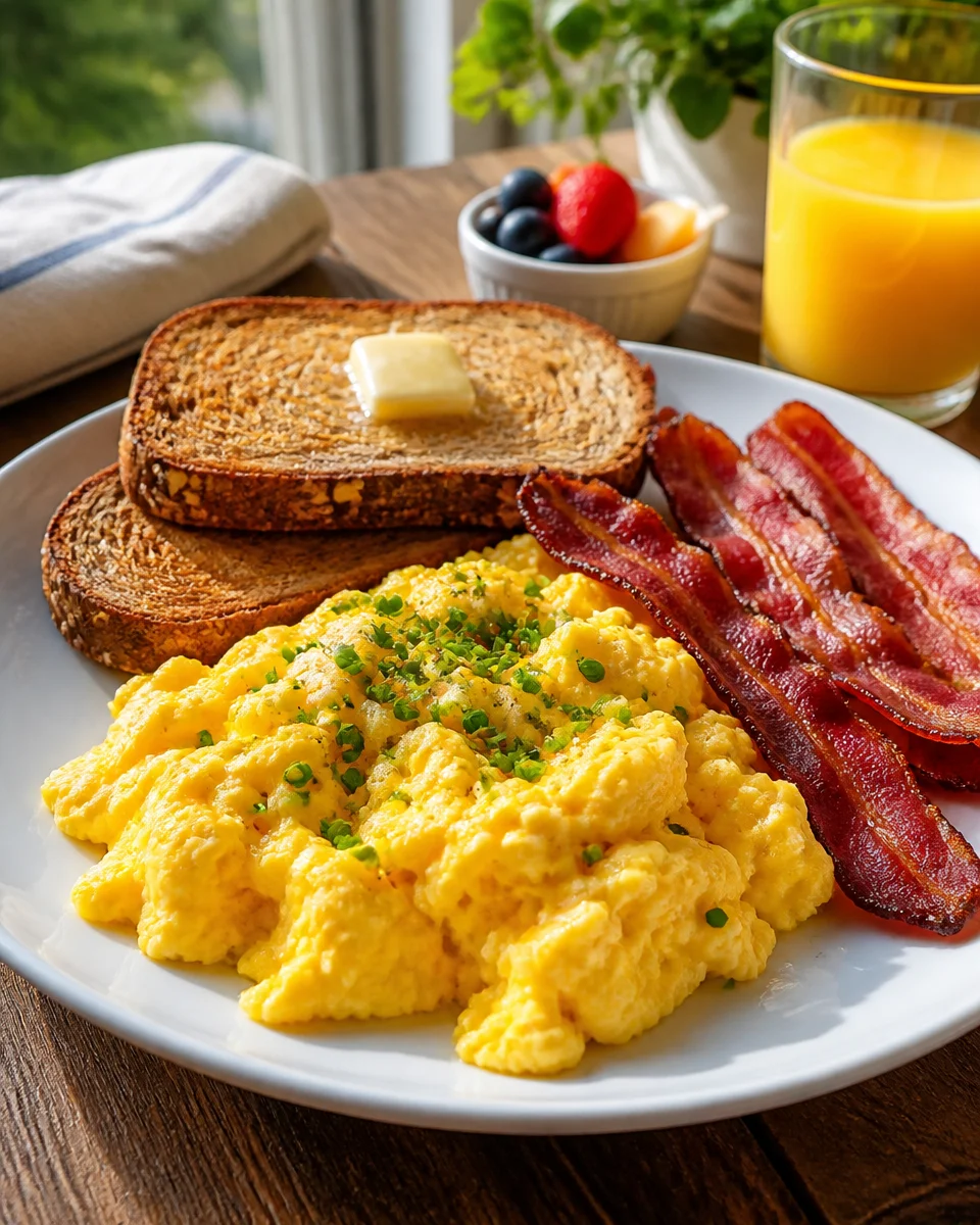 The Best Fluffy Scrambled Eggs Recipe — Light, Creamy & Never Rubbery