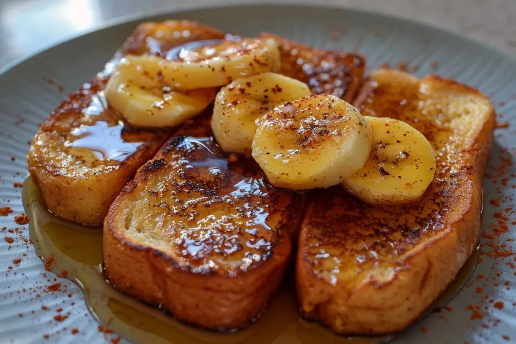 Delicious Anabolic Protein French Toast served on a plate with fresh fruit.