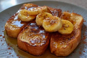 Delicious Anabolic Protein French Toast served on a plate with fresh fruit.