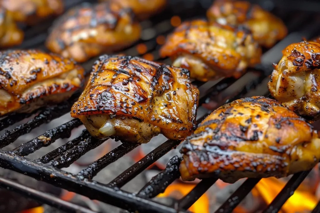 Best grilled boneless chicken thighs served with herbs and spices
