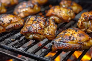 Best grilled boneless chicken thighs served with herbs and spices