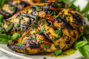 Delicious basil chicken marinated with classic herb-infused sauce.