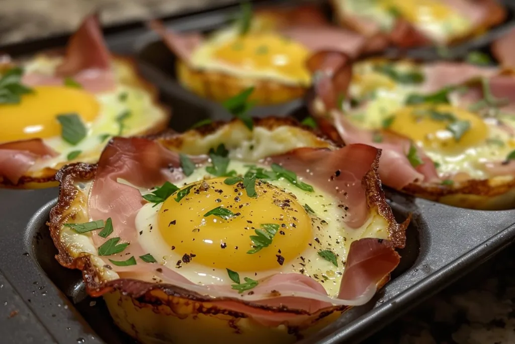 Savory Keto Prosciutto Egg Cups served on a plate for a low-carb breakfast