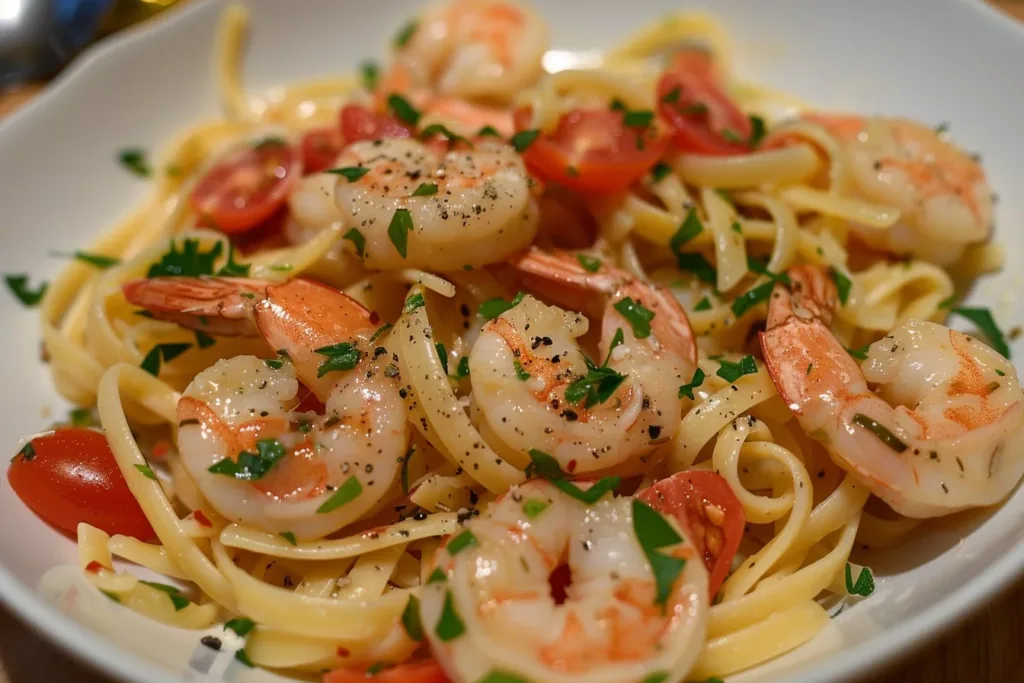 Delicious Marry Me Shrimp Pasta served in a bowl with fresh herbs