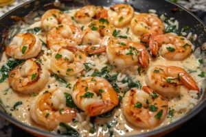 One-pan creamy garlic butter shrimp served over rice