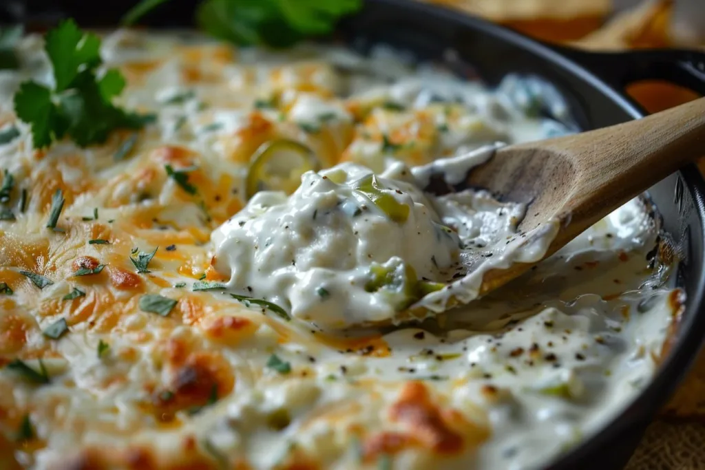 Delicious quick creamy jalapeño dip served in a bowl with tortilla chips