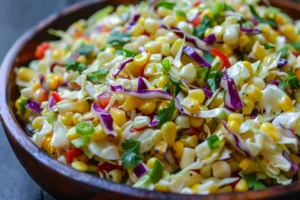 Spicy Corn Slaw with vibrant vegetables and a tangy dressing