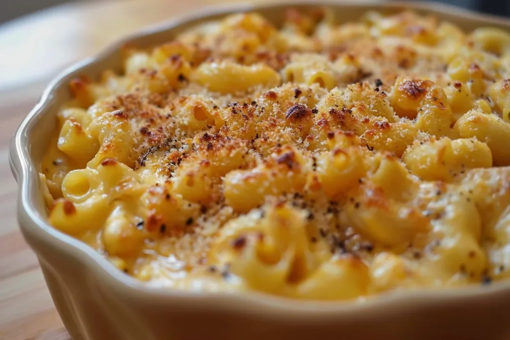 Creamy and cheesy homemade mac and cheese in a bowl
