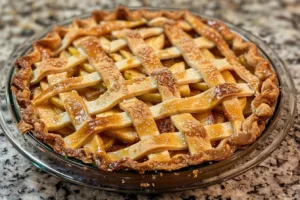 Delicious homemade Apple Cider Pie with a golden crust and apple filling