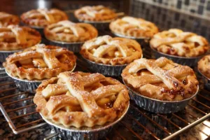 Delicious apple pie bites on a plate, showcasing flaky crust and apple filling