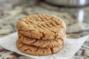 Plate of freshly baked cake mix peanut butter cookies