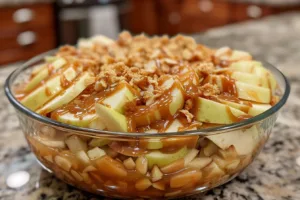 Delicious Caramel Apple Dip served with fresh apple slices.