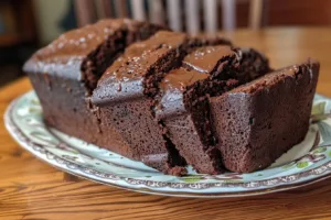 Delicious homemade Chocolate Pound Cake slice on a plate