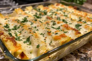 Creamy Chicken Alfredo Lasagna Roll Ups served on a plate