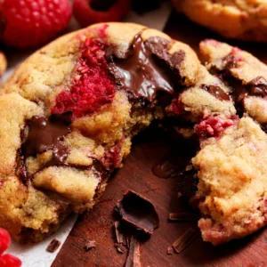 Freshly baked Easy Black Raspberry Cookies with a chewy texture and vibrant raspberry bits.