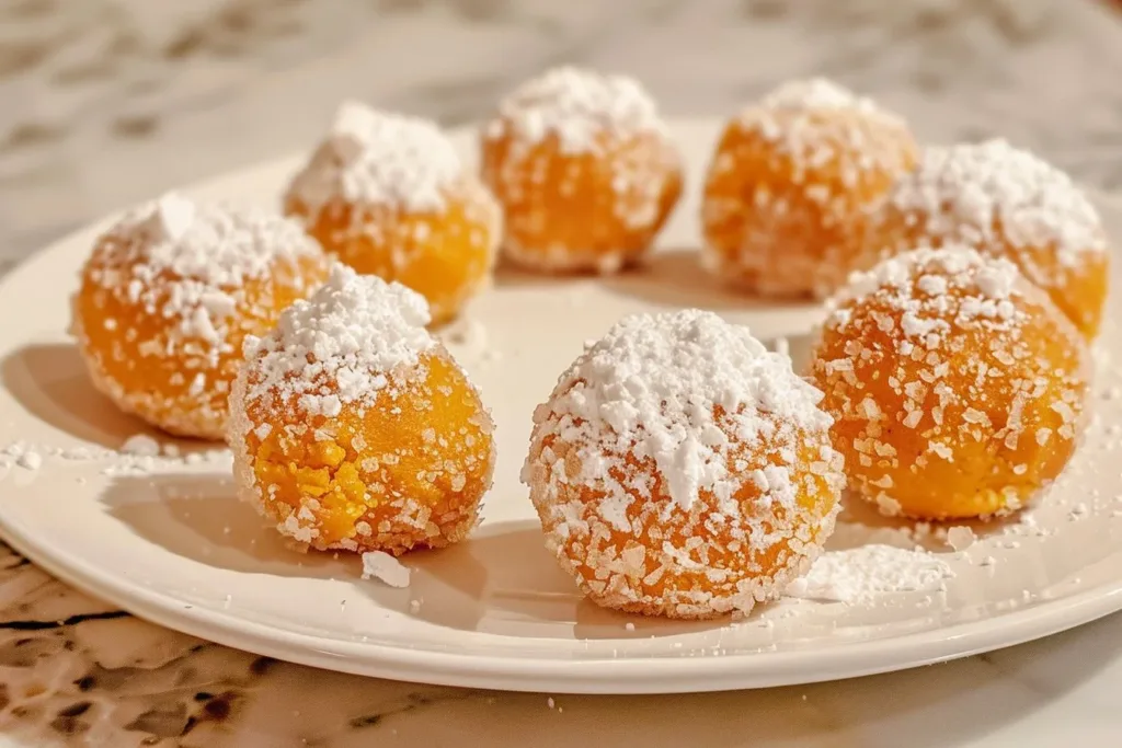 Delicious no bake pumpkin cheesecake balls ready to serve as a fall dessert.