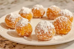 Delicious no bake pumpkin cheesecake balls ready to serve as a fall dessert.