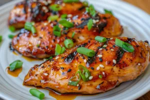 Healthy Honey Garlic Chicken dish with vibrant vegetables and a savory glaze.