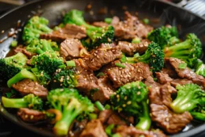 Delicious Keto Low Carb Beef and Broccoli dish served on a plate