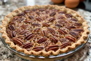 Delicious Pecan Pie Breakfast featuring a slice of pie on a plate