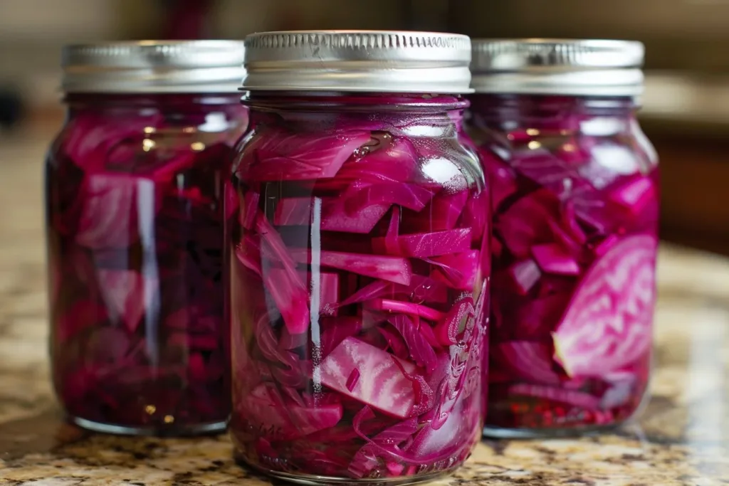 Jars of sweet refrigerator pickled beets ready to enjoy with meals