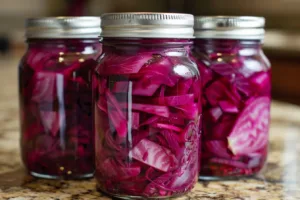 Jars of sweet refrigerator pickled beets ready to enjoy with meals