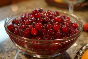 Homemade easy cranberry sauce served in a bowl