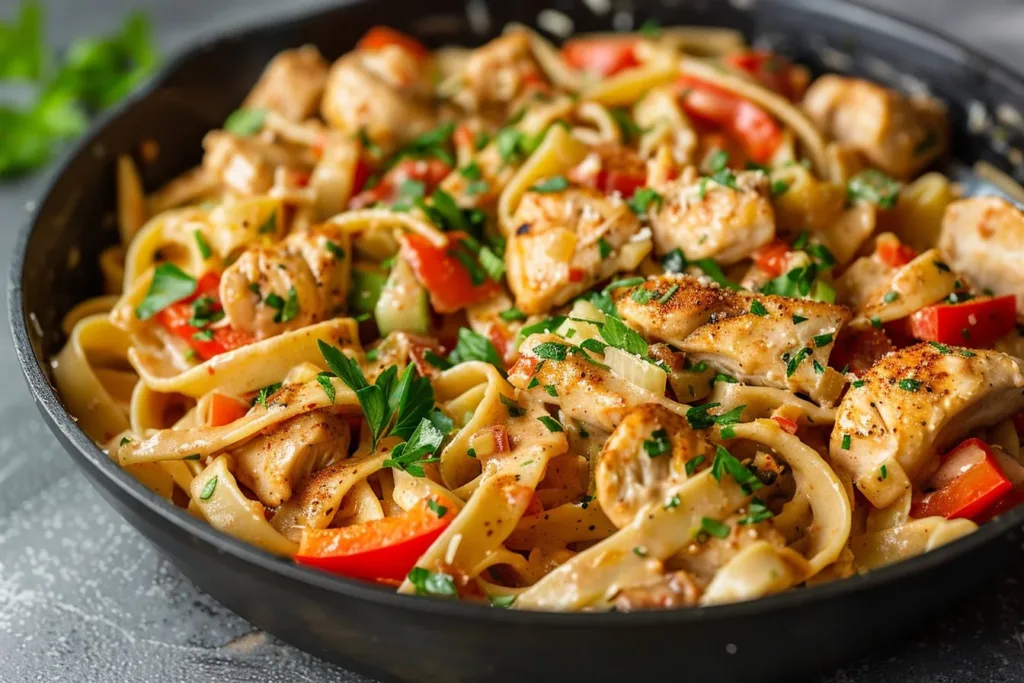 Creamy Cajun Chicken Pasta served in a bowl with fresh herbs and spices