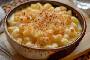 Delicious homemade Mac and Cheese topped with breadcrumbs and herbs