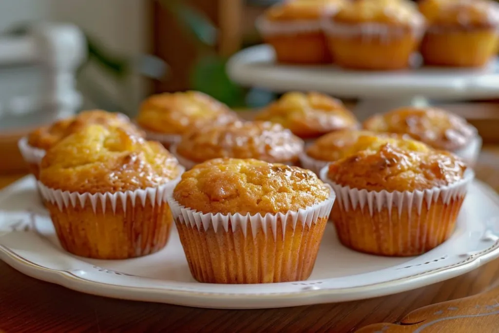 Freshly baked persimmon muffins with a golden crust and moist interior