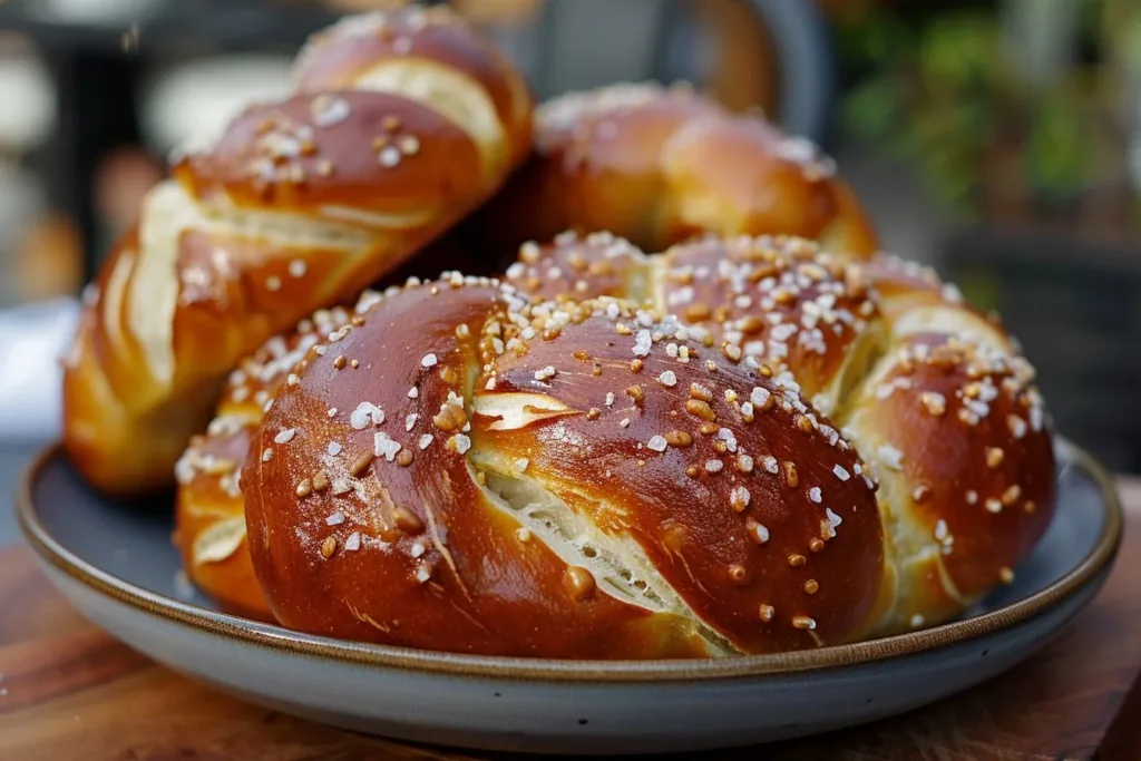 Delicious homemade pretzel bread fresh out of the oven
