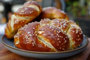Delicious homemade pretzel bread fresh out of the oven