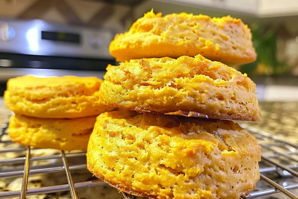 Freshly baked sweet potato biscuits served on a plate