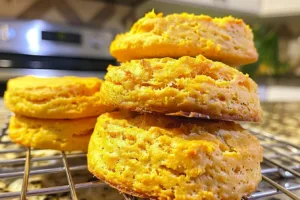 Freshly baked sweet potato biscuits served on a plate