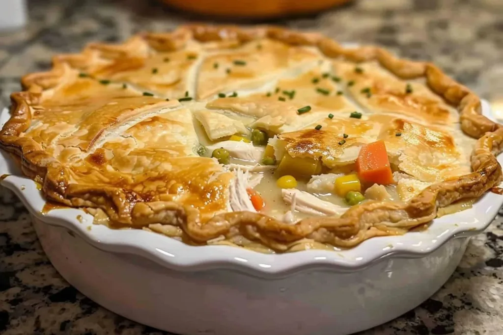 Delicious homemade Turkey Pot Pie with flaky crust and savory filling