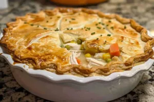 Delicious homemade Turkey Pot Pie with flaky crust and savory filling