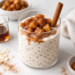 Delicious Apple Pie Overnight Oats made with apples, oats, and warm spices.